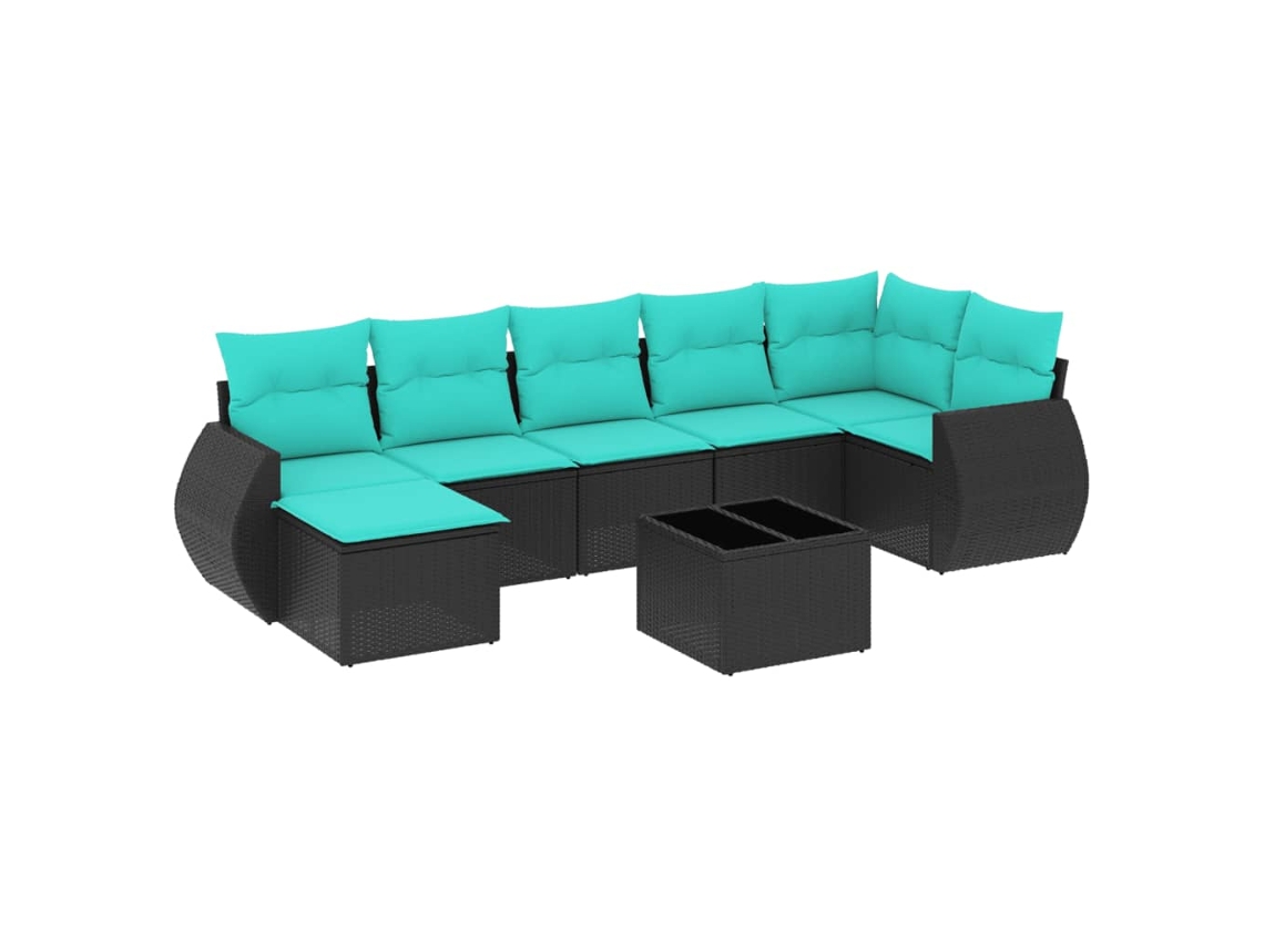 Maison Exclusive - Conjunto De Sofá De Jardín De 8 Piezas Con Cojines, De Poliratán Negro