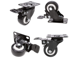 Ruedas Giratorias Con Freno 50mm De Goma Para Muebles, Capacidad 400kg, Negras