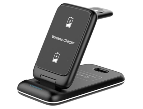 Cargador Inalámbrico Compacto 3X1 Iphone/Airpods/Apple Watch Negro ¡ANTIMPACTO!