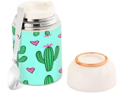 Tarro Térmico De Acero Inoxidable Green Cactus, Libre Bpa, Para Adultos 500 Ml Boca Ancha Incluye Cuchara ...