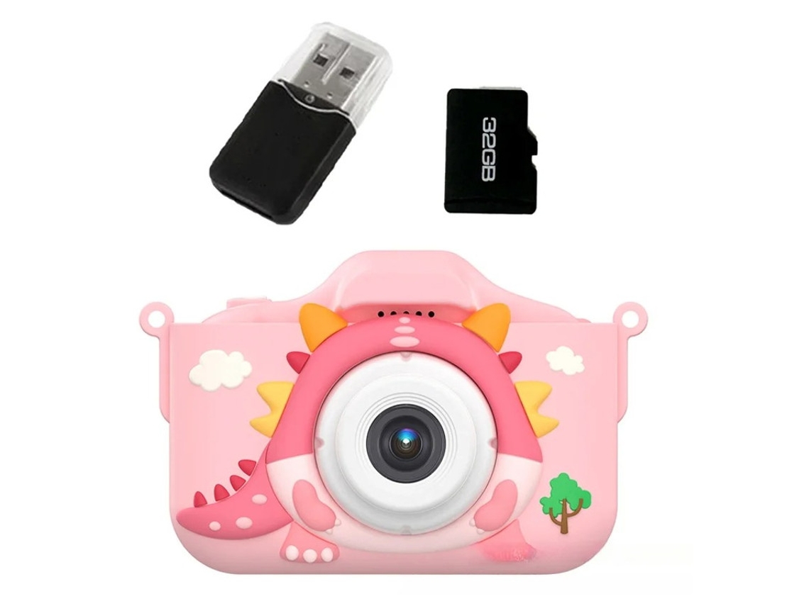 Mini cámara fotográfica HD para niños con cámara dual para tomar fotos y grabar videos con tarjeta de 32 g rosa Bestvite