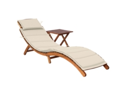 Tumbona de jardín Mueble para patio Asiento de jardín con mesa y cojín madera maciza de acacia