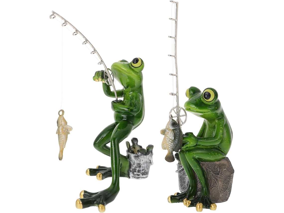 2 Figuras Decorativas De Ranas Ángel Para Jardín, Hechas De Resina Verde,s A La Intemperie Y Ligeras, Para Uso En