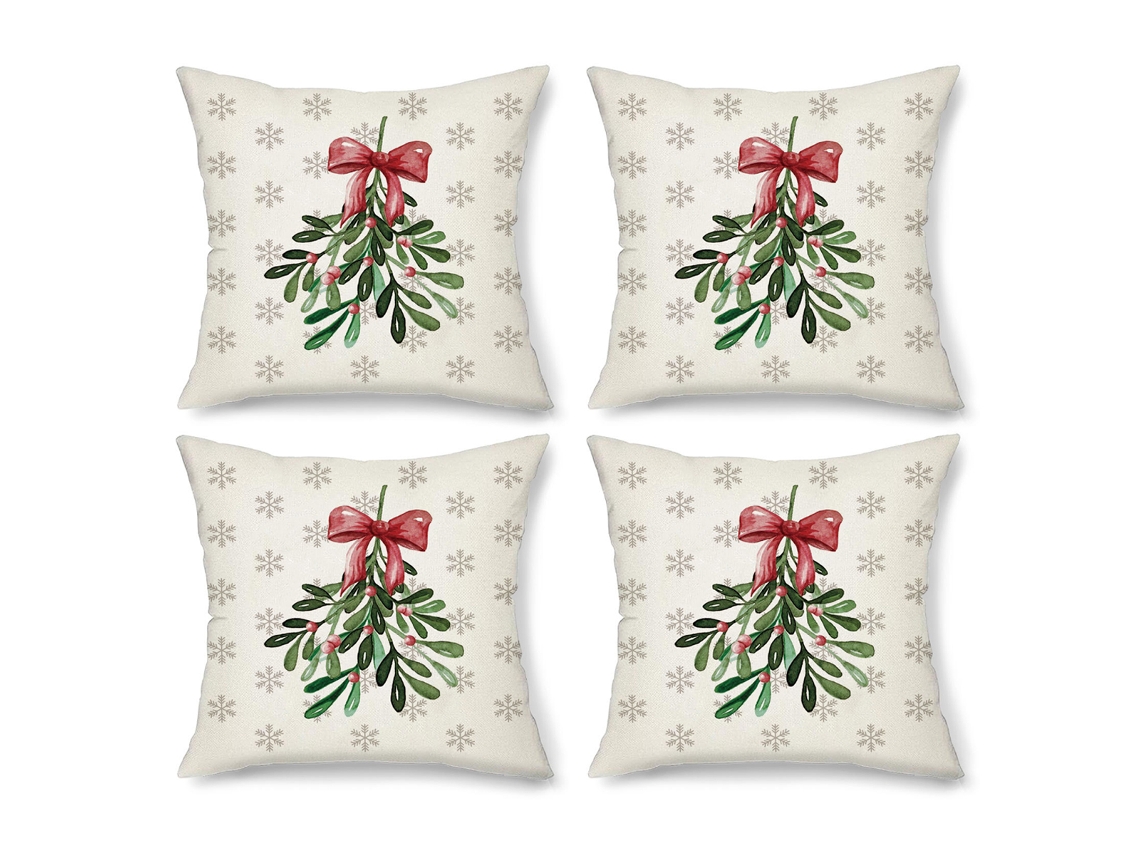 4 Fundas de Cojines Navideños Copo de Nieve Árbol de Navidad Decoración Navideña (Almohada no incluida) TRUYUETY