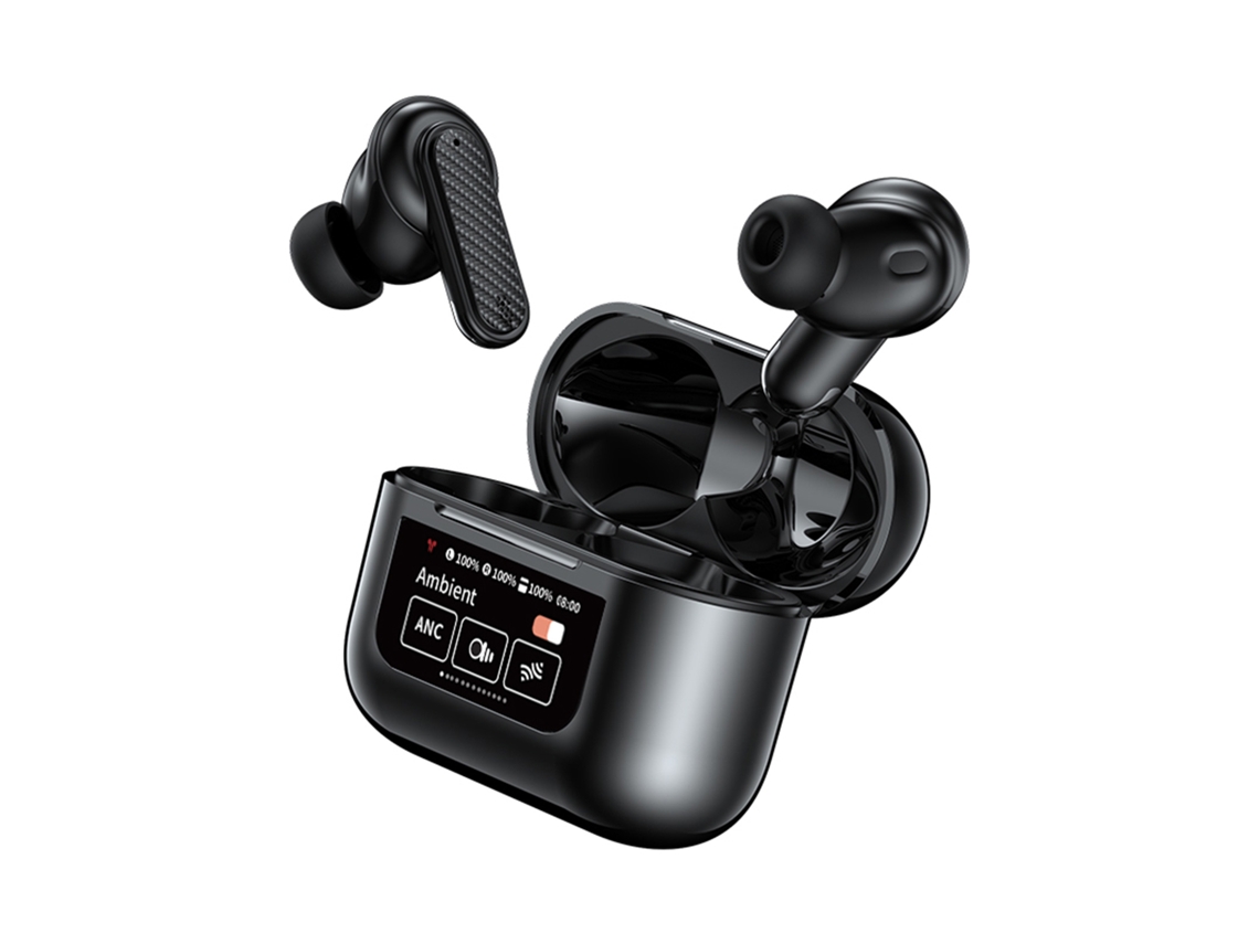 Auriculares Inalámbricos Yw08 Bt5.4 Con Pantalla Táctil, Cancelación De Ruido Activa (anc) Y Estuche De Carga.