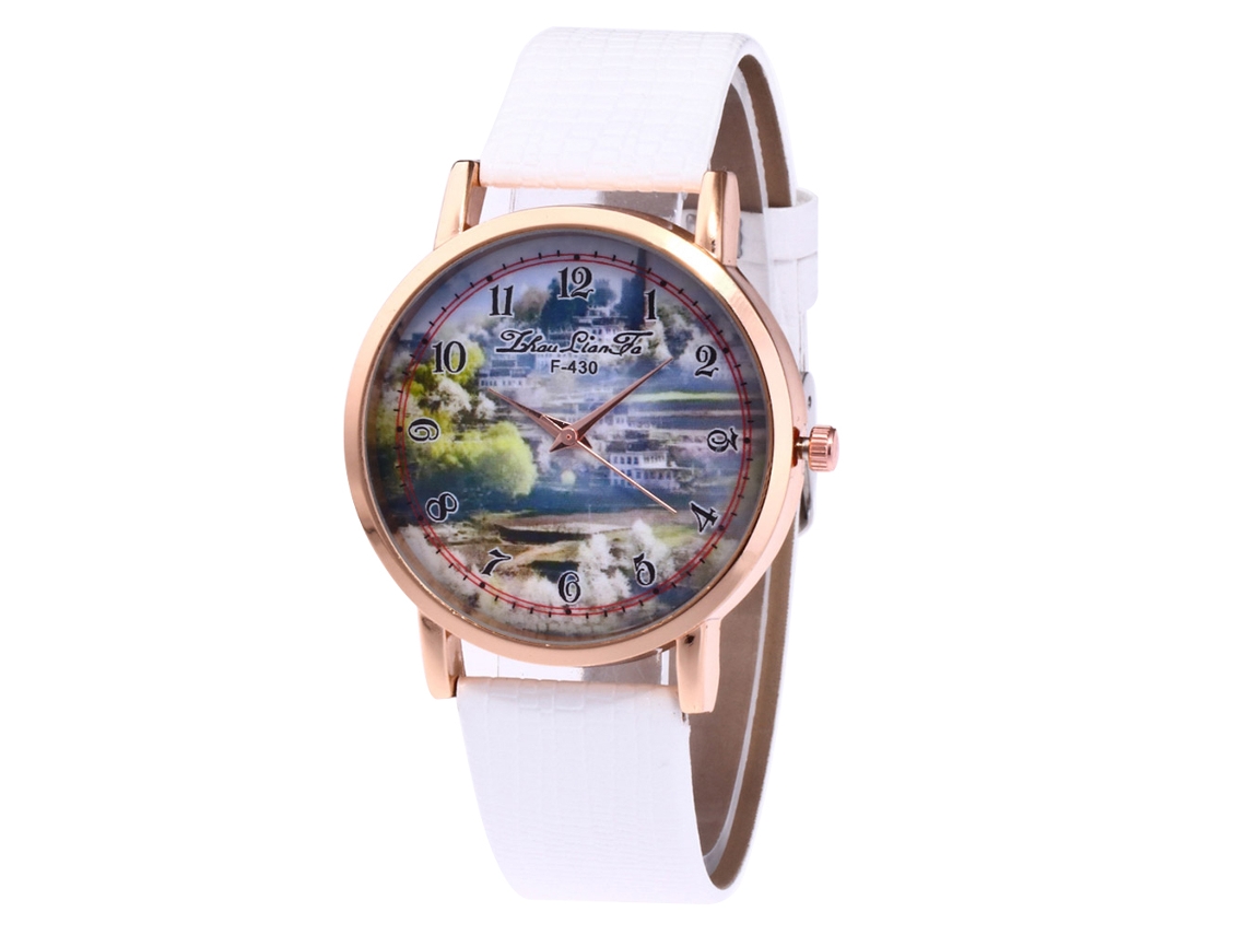 Reloj De Moda Zhoulianfa Con Correa De Piel Blanca Con Estampado De Cocodrilo F-430x