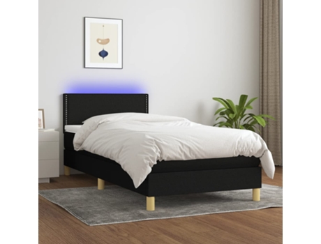 MAISON EXCLUSIVE Cama con somier con colchón y LED 90x190 cm Tela negra