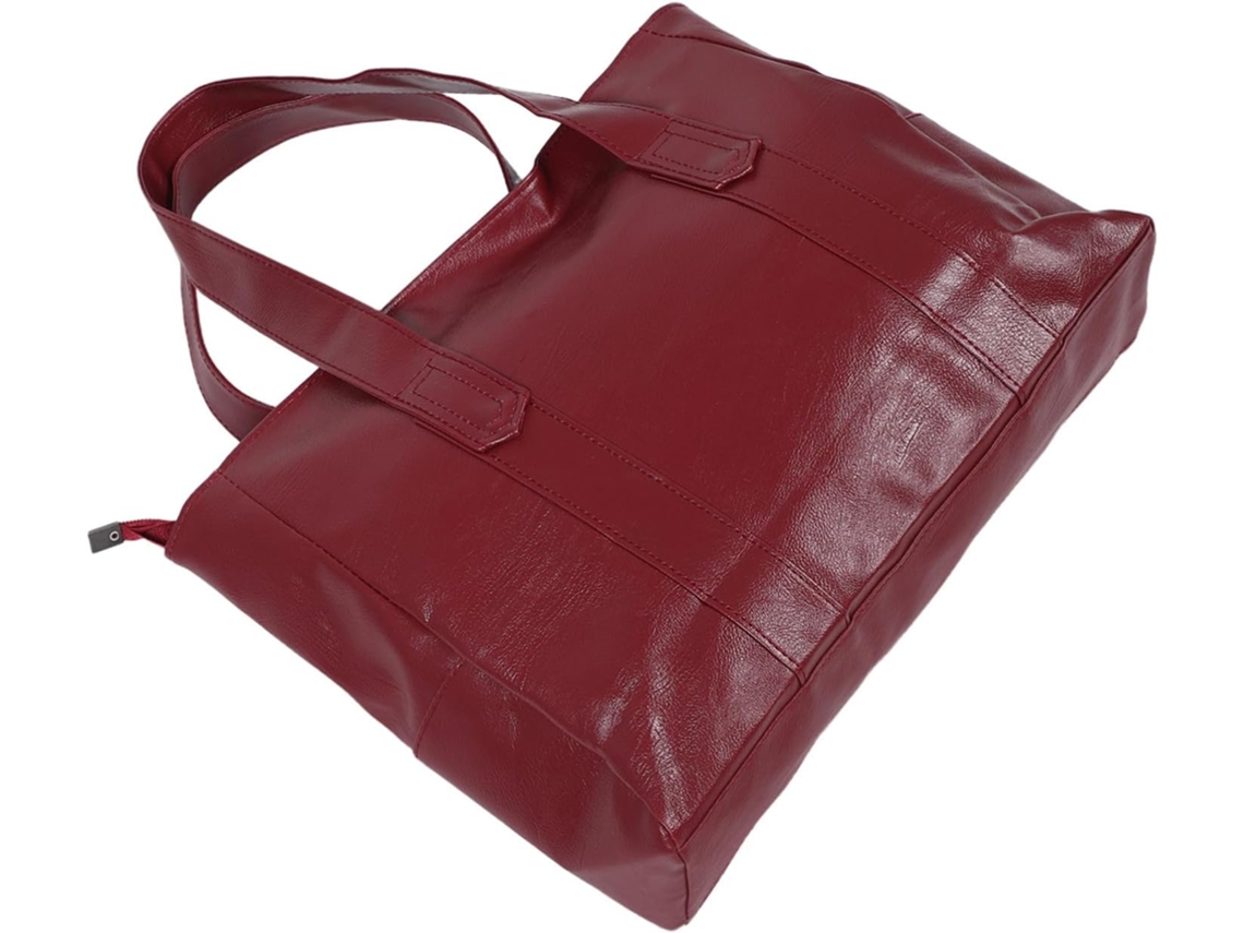 Bolsa Feminina Espaçosa De Ombro, Em Couro Sintético Pu, Com Zíper E Alça De Ombro.