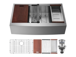 Juego de encimera y fregadero de cocina de acero inoxidable 304 con tabla de cortar y accesorios Tekmaquinas