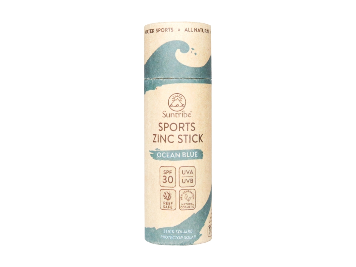 Suntribe - Bastão solar facial de zinco natural SPF 30 azul oceano 30 ml