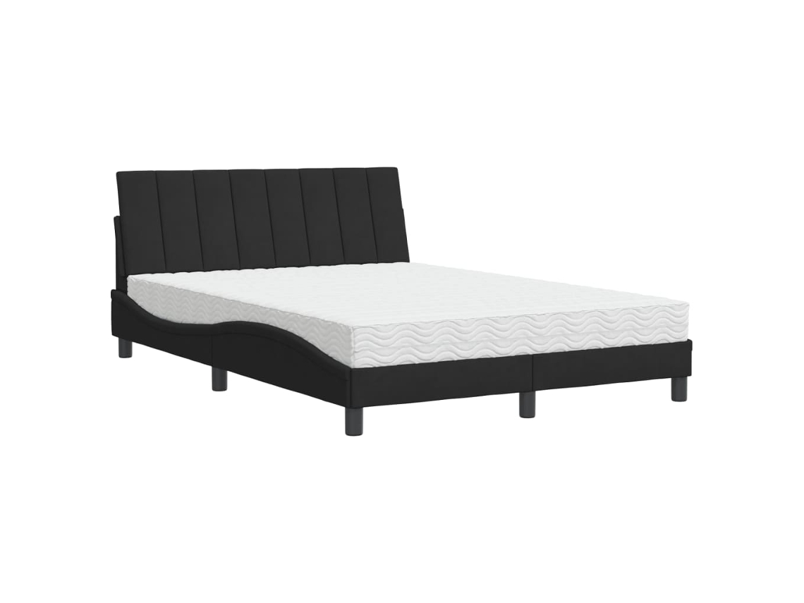 Maison Exclusive - Cama Con Colchón Hanko Terciopelo Negro 140x190 Cm