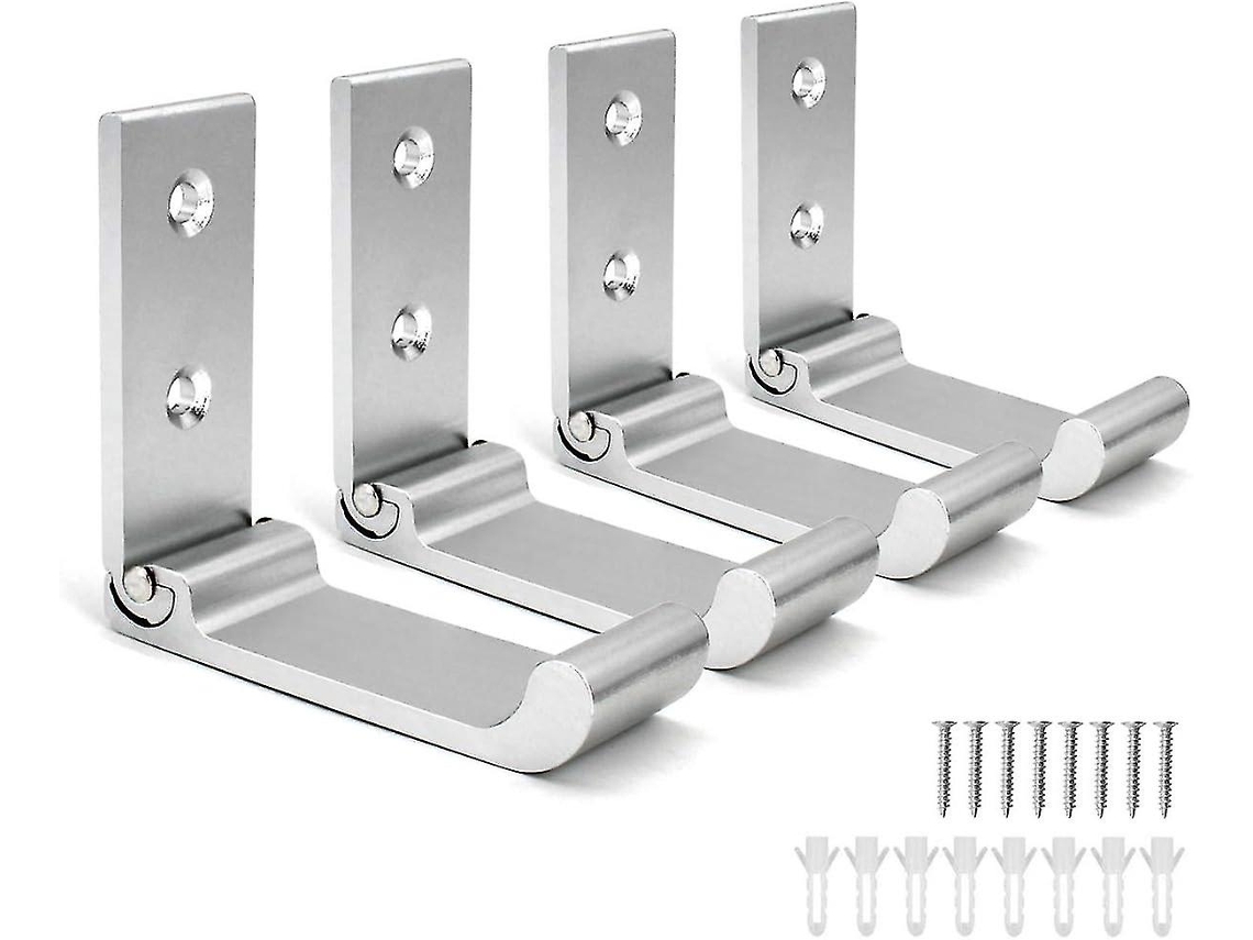 Omni-4 Ganchos De Pared De Aleación De Aluminio Plegables, Perchero Multifuncional Negro Sxq Plata