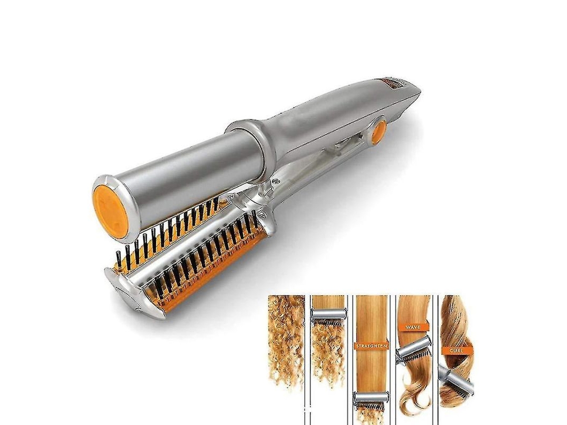 Plancha Y Rizador De Pelo Profesional 2 En 1 Con Cepillo.