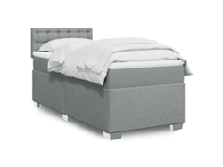 Cama box spring con colchón tela gris claro 90x200 cm
