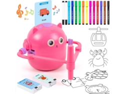 Robot De Dibujo Para Niños, Dibujo Educativo Interactivo, Con 100 Tarjetas De Palabras (rosa) Czhhmart
