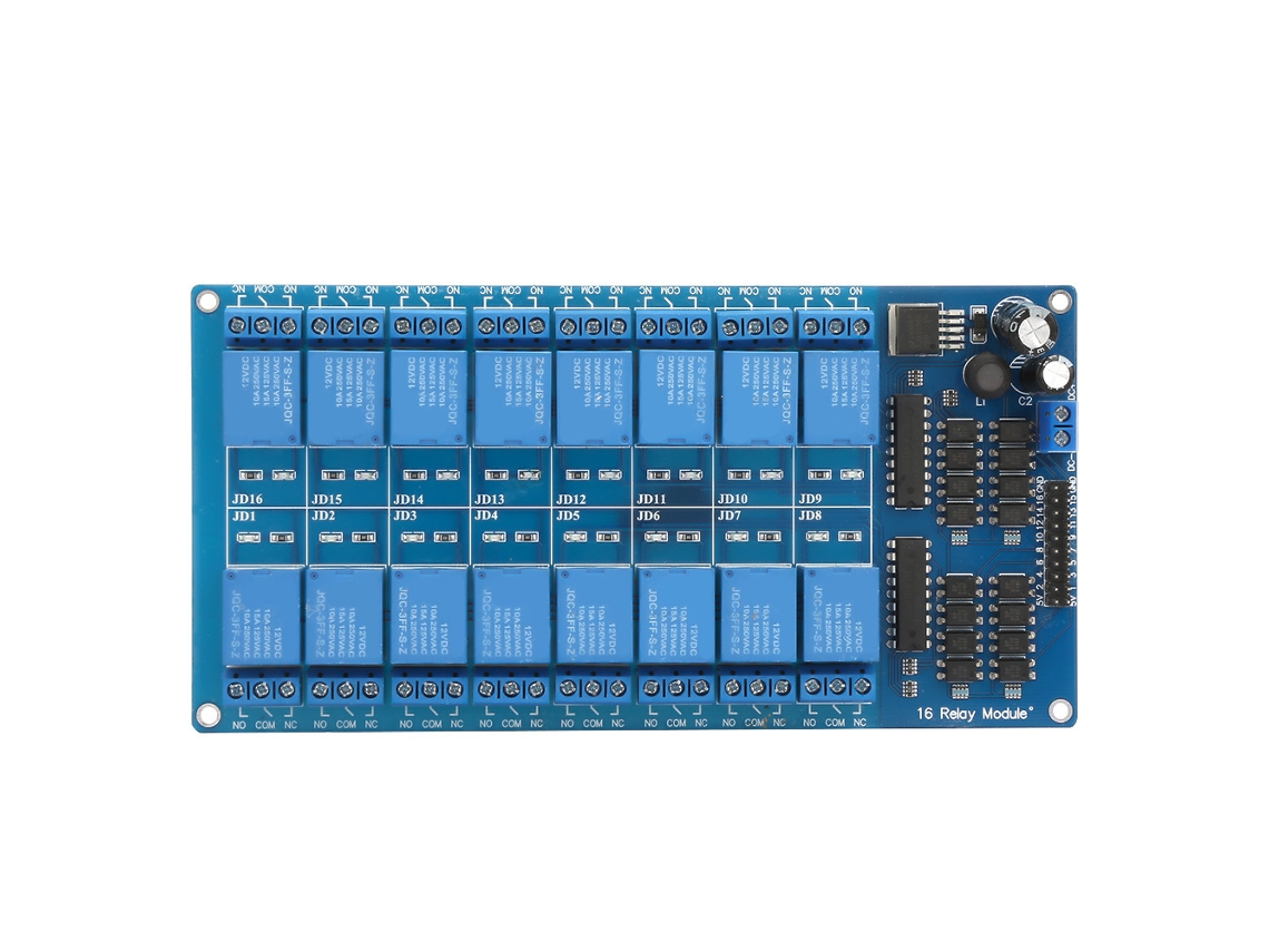 Módulo De Relés De 16 Canales Y 12 V Con Placa De Control Y Protección Mediante Optoacoplador.