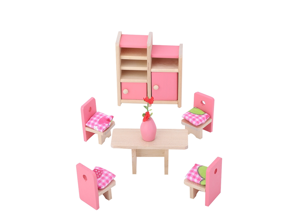 Juego De Muebles De Madera Para Muñecas A Escala 1:12 - Comedor