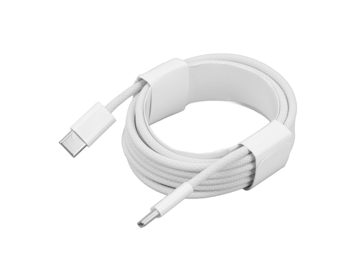 Cable Usb-c A Usb-c De 60 W, 2 Metros, Carga Rápida, Trenzado De Nailon Blanco Para Ios 15 Y Galaxy S23/s22.