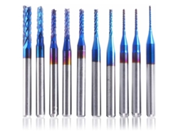 Fresa CNC 10 piezas con recubrimiento nano azul de 0,8 a 3 mm (1/8")