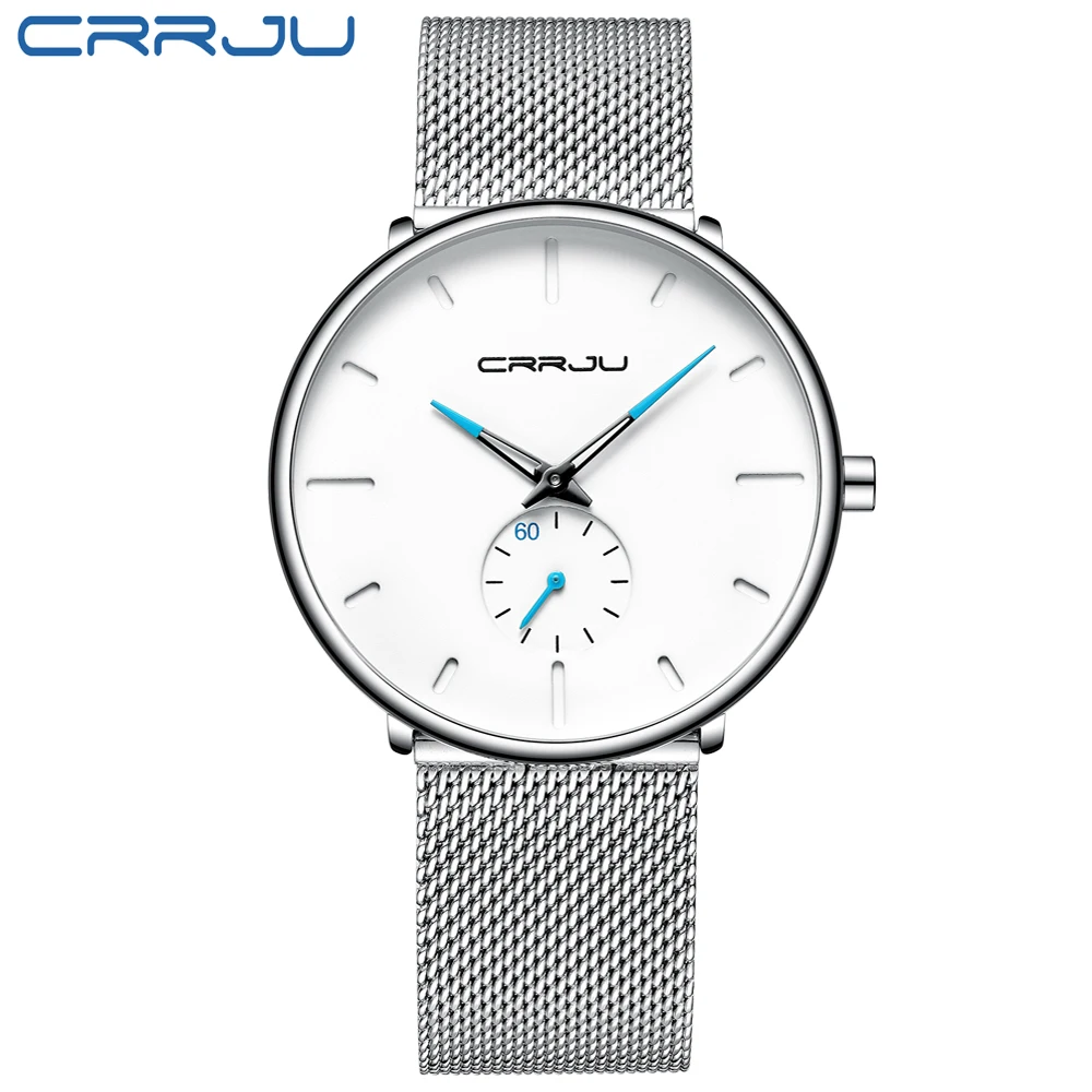(plata-blanco) Reloj Para Hombre, Elegante Y Sencillo Reloj Ultrafino De Acero Inoxidable Azul.