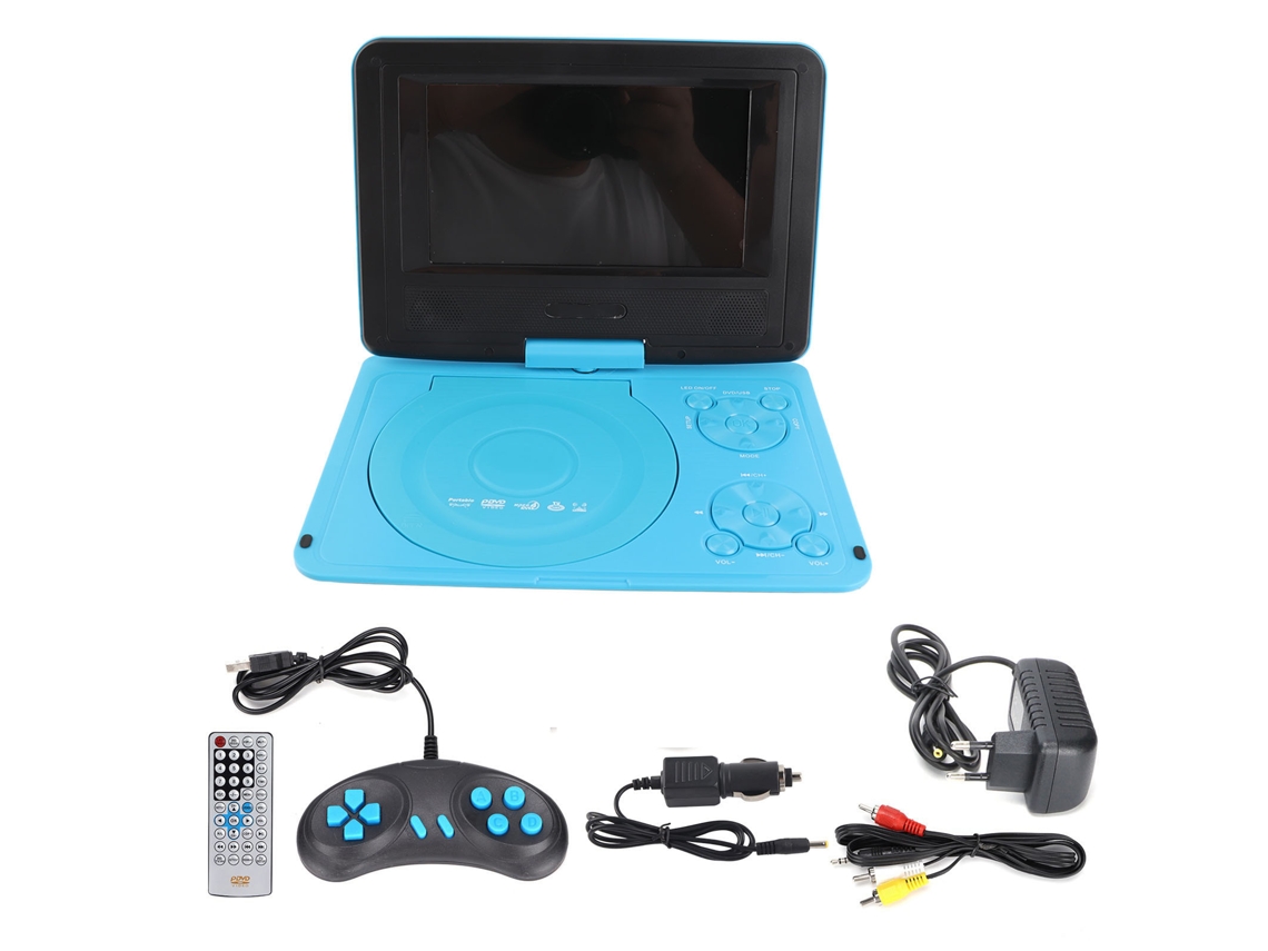 Reproductor De Dvd Portátil Hd De 6,8 Pulgadas, Televisor Multifuncional Para Coche Y Exteriores Con Cargador (azul)