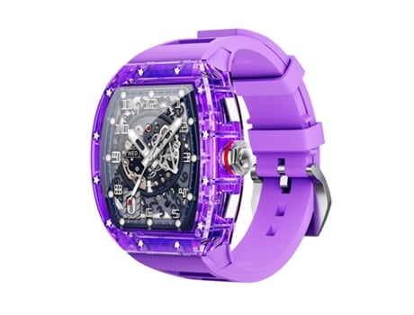 Smartwatch OHPA WS6 espelho transparente shell superfície gradiente NFC frequência cardíaca ao ar livre movimento roxo
