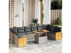 Conjunto de sofás de jardín de 11 piezas DKD Home Decor con cojines de mimbre gris