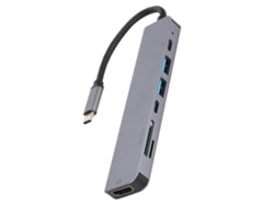 Adaptador concentrador USB C 7 en 1 a concentrador HDMI 4K, adaptador USB PD multifuncional, convertidor rápido, plateado USHION
