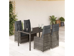 Conjunto de bistró de jardín de 5 piezas DKD Home Decor con cojines de mimbre gris
