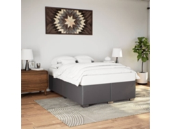 Estructura De Cama Sin Colchón Cuero Sintético Gris 140x200 Cm