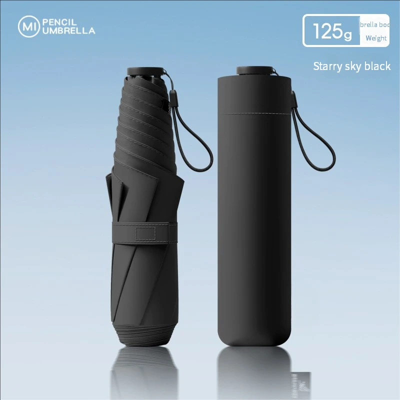 (negro) Paraguas Portátil Ultraligero De 125 G, Paraguas De Doble Uso Para Protección Solar, Protección Uv Y Protección Contra La Lluvia.