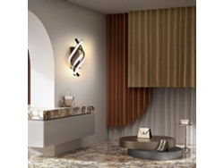 Omni-luz De Pared Interior Led 16w, Curva, Luz Blanca Cálida 3000k, 2000 Lumens, Negro, Ip20