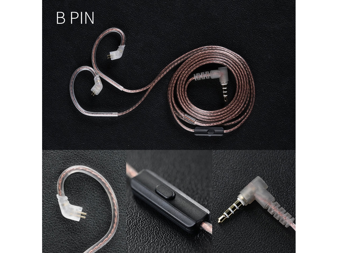 Cabo De Atualização Kz Ofc 0.75mm Com Microfone Conector 3.5mm Para Fones De Ouvido Zst/zsr/zs10/as10 Preto Transparente