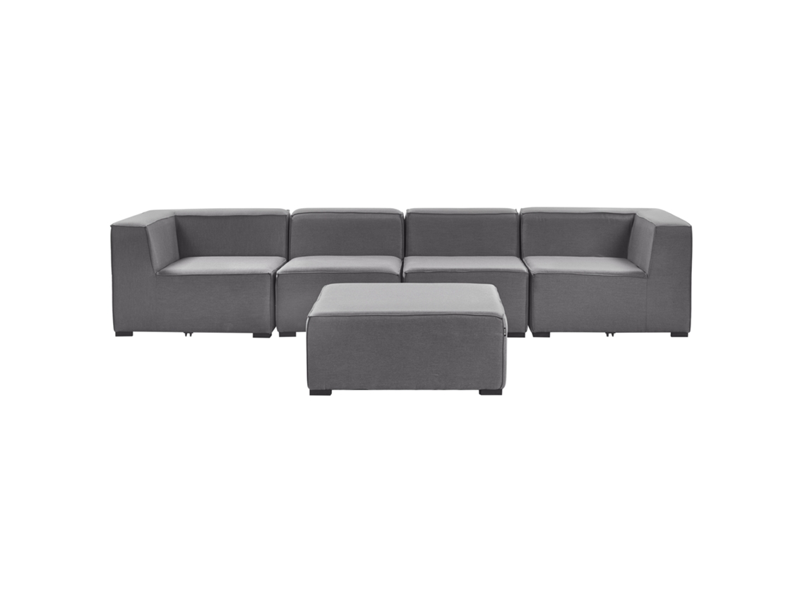 Sofá 4 plazas modular gris oscuro/negro con reposapiés BELIANI Arezzo
