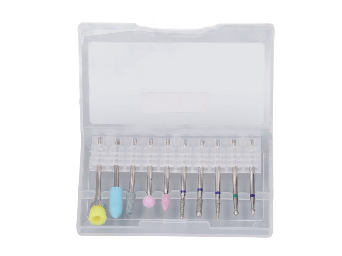 Conjunto De Brocas Para Lixadeira De Unhas Em Aço Tungstênio E Cerâmica Com Estojo Para Manicure E Polimento