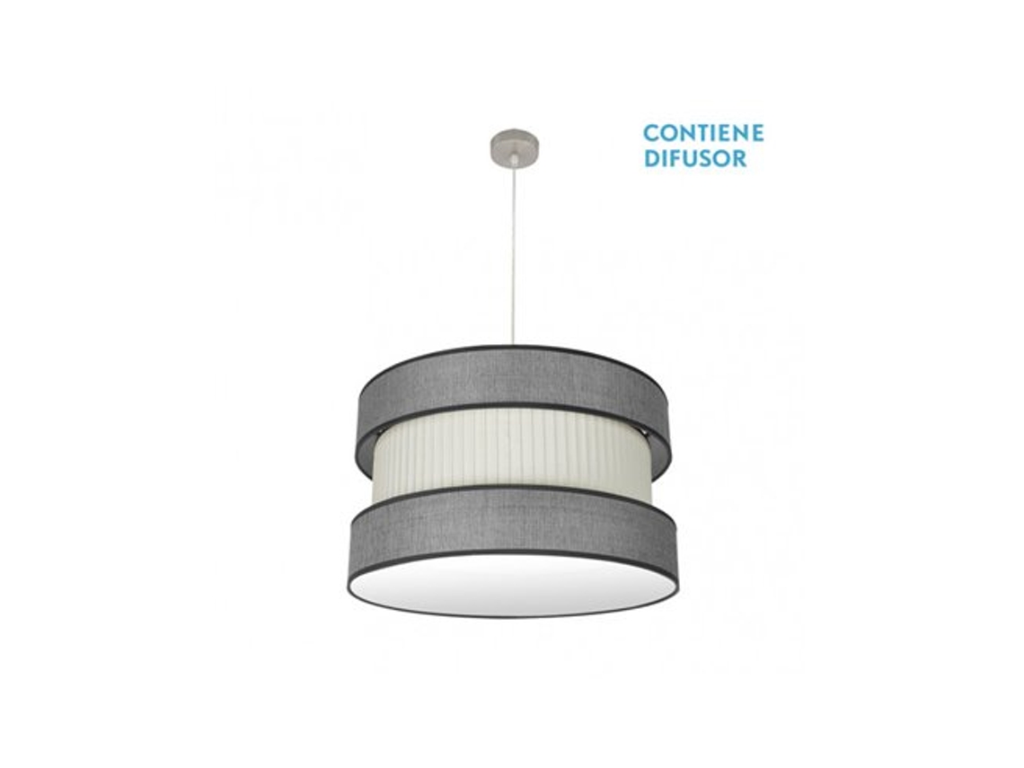 Lámpara colgante Home 3xe27 níquel/beige gris Regx60x60 cm Fabrilamp