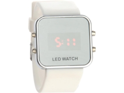 Reloj Unisex Espejo Led Pantalla Digital Correa Ajustable Silicona Sólida Cuadrada Aleación Acero Inoxidable