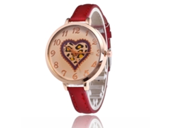 Reloj De Pulsera Analógico De Cuarzo Zhoulianfa Para Estudiantes Femeninas Con Correa Roja Fina.