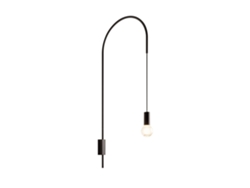 Lámpara de pared Zafferano Filo, giratoria 200°, metal pintado, casquillo E27 (bombilla de 60 W máx. incluida), altura 110 cm - Negra
