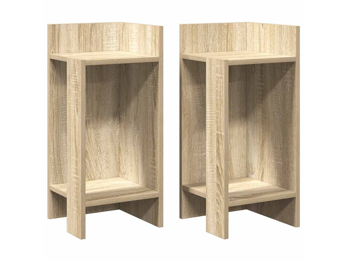 Juego de 2 mesas auxiliares con estante, roble Sonoma, MAISON EXCLUSIVE (110x50x103 cm)