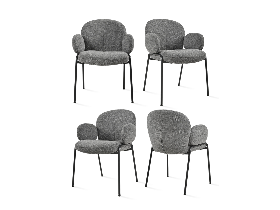 Sillas De Comedor Goeurvant 1235(pack De 4, Gris, Tela)