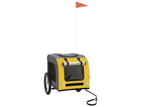 Remolque bicicleta para perros hierro tela Oxford amarillo gris VIDAXL
