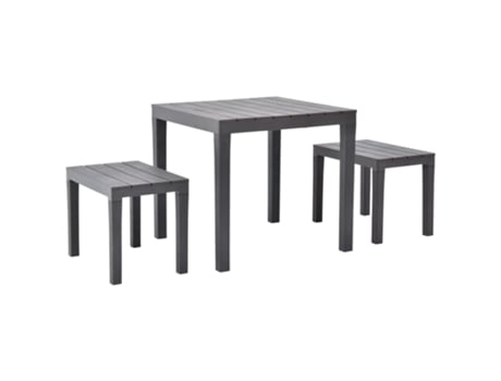 MAISON EXCLUSIVE Mesa de jardín con 2 bancos plástico marrón