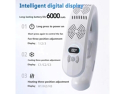 Ventilador De Cuello 6000mah 5 Turbo 3 Placa Enfriadora De Aire Portátil - Blanco CHRONUS