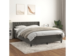 Cama box spring con colchón terciopelo gris oscuro 140x190 cm