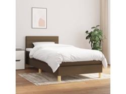 Cama con Colchón de Muelles y Cabecero Tecido Marrón-oscuro (90x200 cm)
