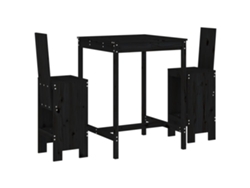Maison Exclusive - Set De Mesa Y Taburetes Altos Jardín 3 Pzas Madera Pino Negro