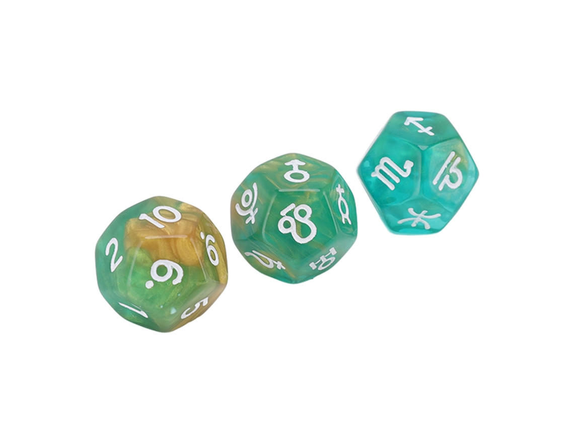 Juego De 3 Dados Astrológicos De 12 Caras Con Diseño De Runas Brillantes Para Juegos De Mesa.