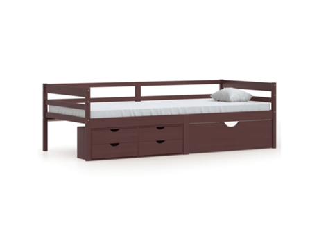 MAISON EXCLUSIVE Cama con cajones y mueble 90x200 cm Pino macizo marrón oscuro