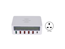 Cargador (carga Rápida, Carga Inalámbrica) 818 Adaptador Divisor De Múltiples Puertos Usb3.0 Para Teléfonos Móviles 100-240v Blanco